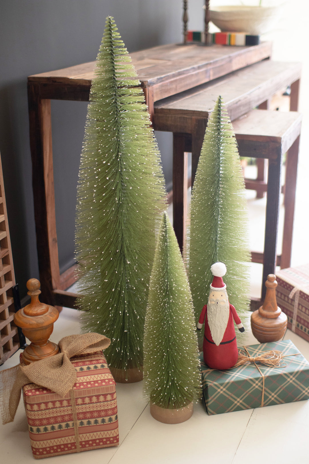 Set Of 3 Bottle Brush Christmas Trees