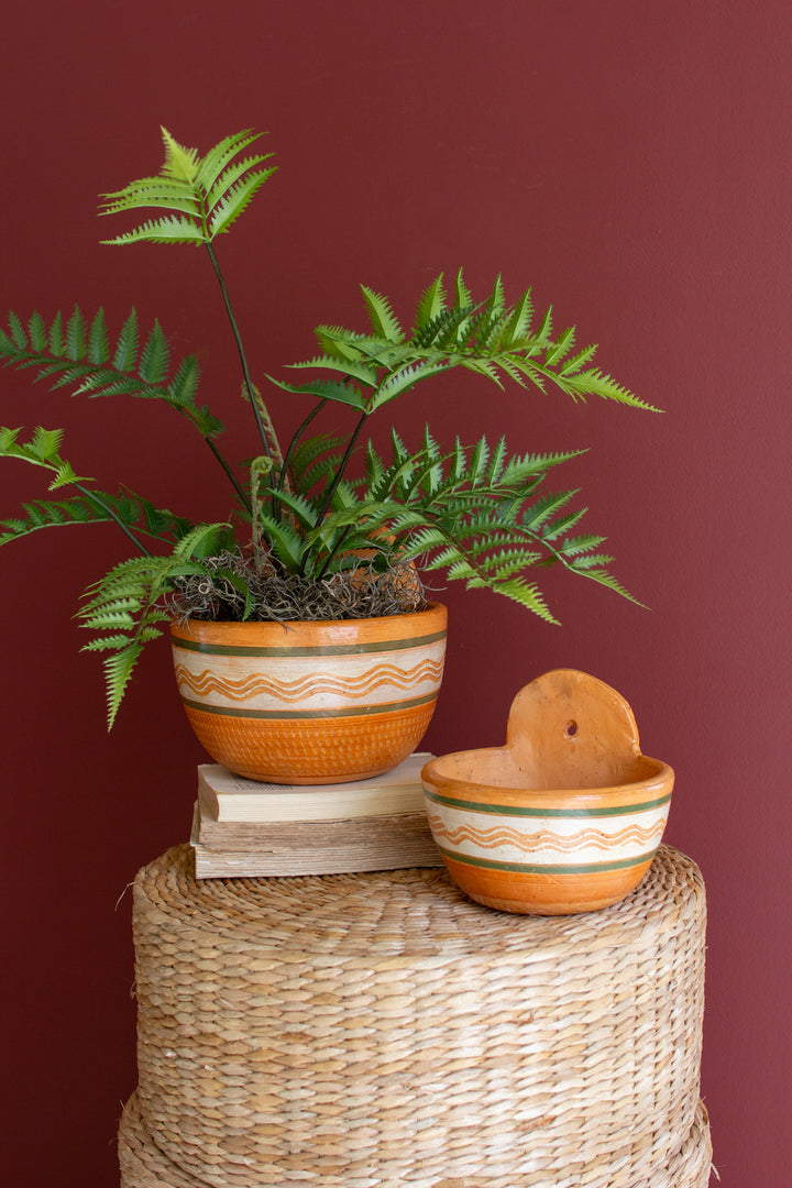 Set of 2 Painted Terracotta Wall Planters