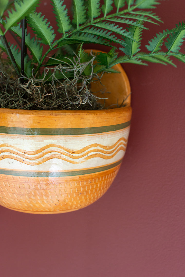 Set of 2 Painted Terracotta Wall Planters