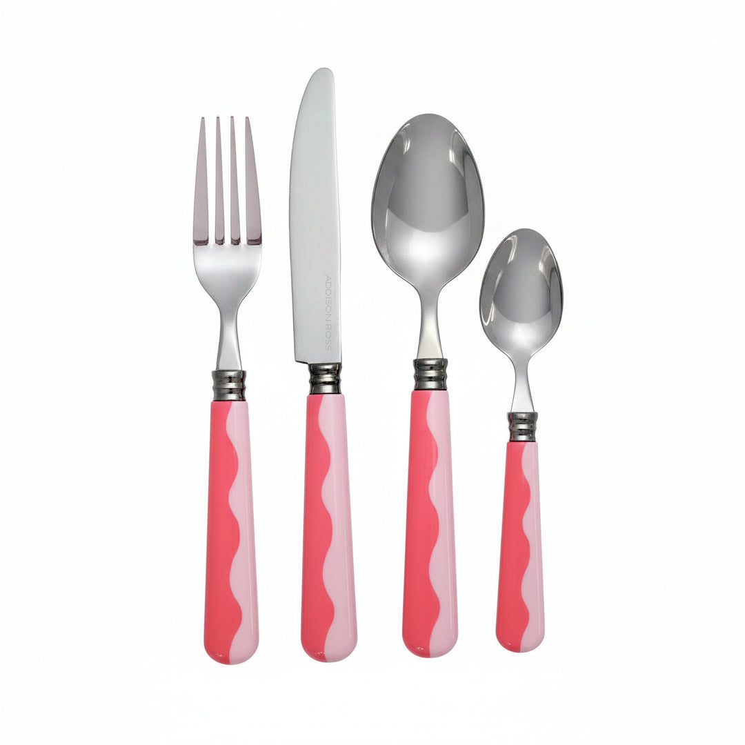 Addison Ross Wave Cutlery - Watermelon & Pink (16‑Piece Set)