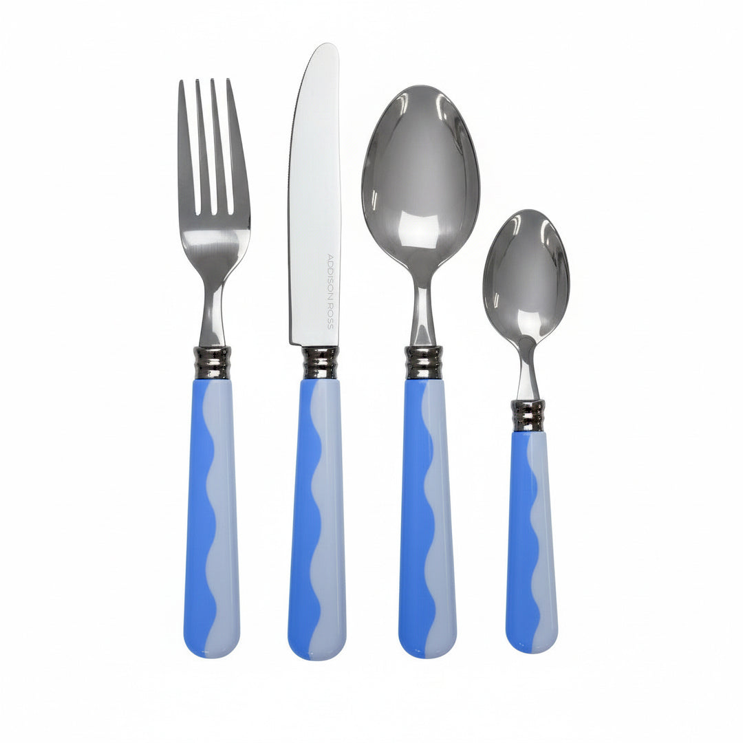 Addison Ross Wave Cutlery - Periwinkle & Pale Blue (16‑Piece Set)