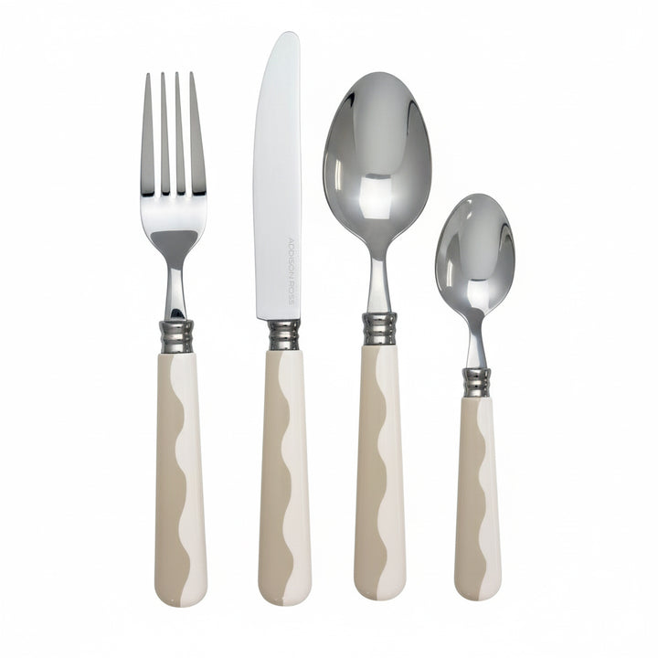 Addison Ross Wave Cutlery - Cappuccino & White (16‑Piece Set)