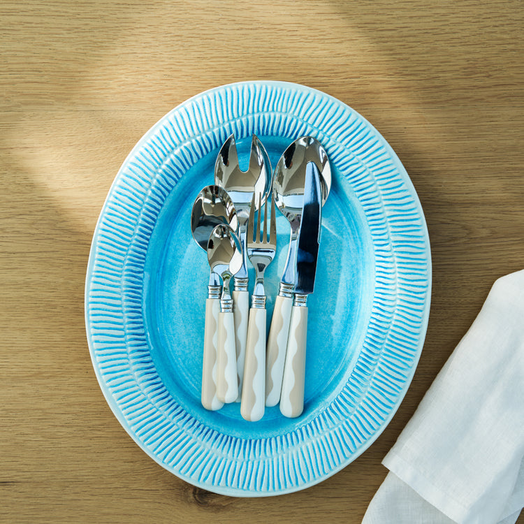 Addison Ross Wave Salad Servers - Cappuccino & White (2‑Piece Set)