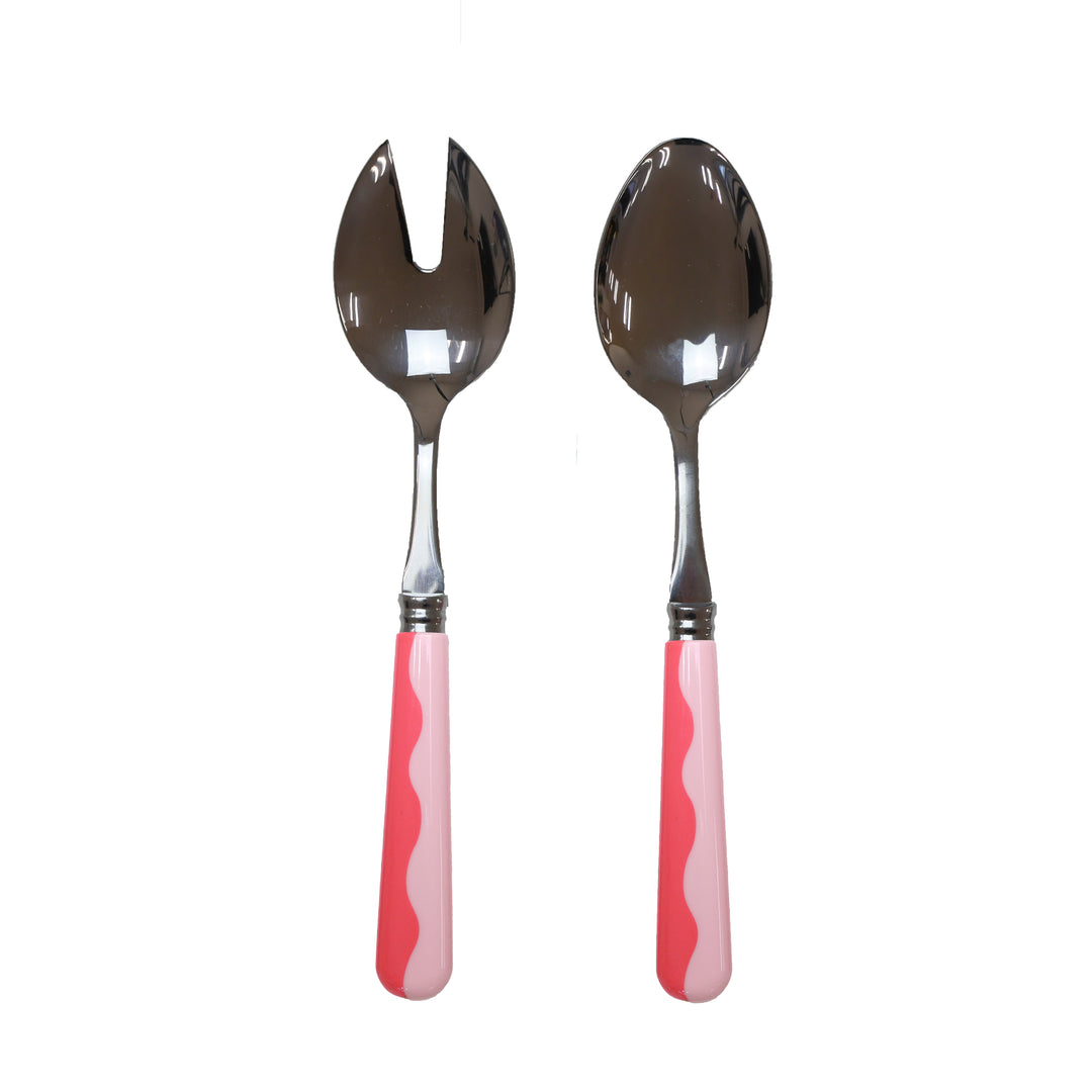 Addison Ross Wave Salad Servers - Watermelon & Pink (2‑Piece Set)