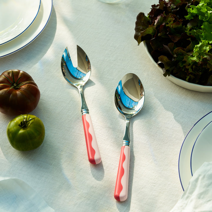 Addison Ross Wave Salad Servers - Watermelon & Pink (2‑Piece Set)