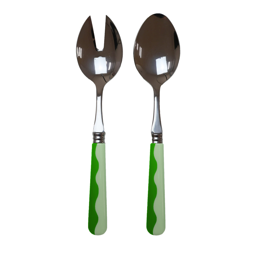 Addison Ross Wave Salad Servers - Leaf & Apple (2‑Piece Set)