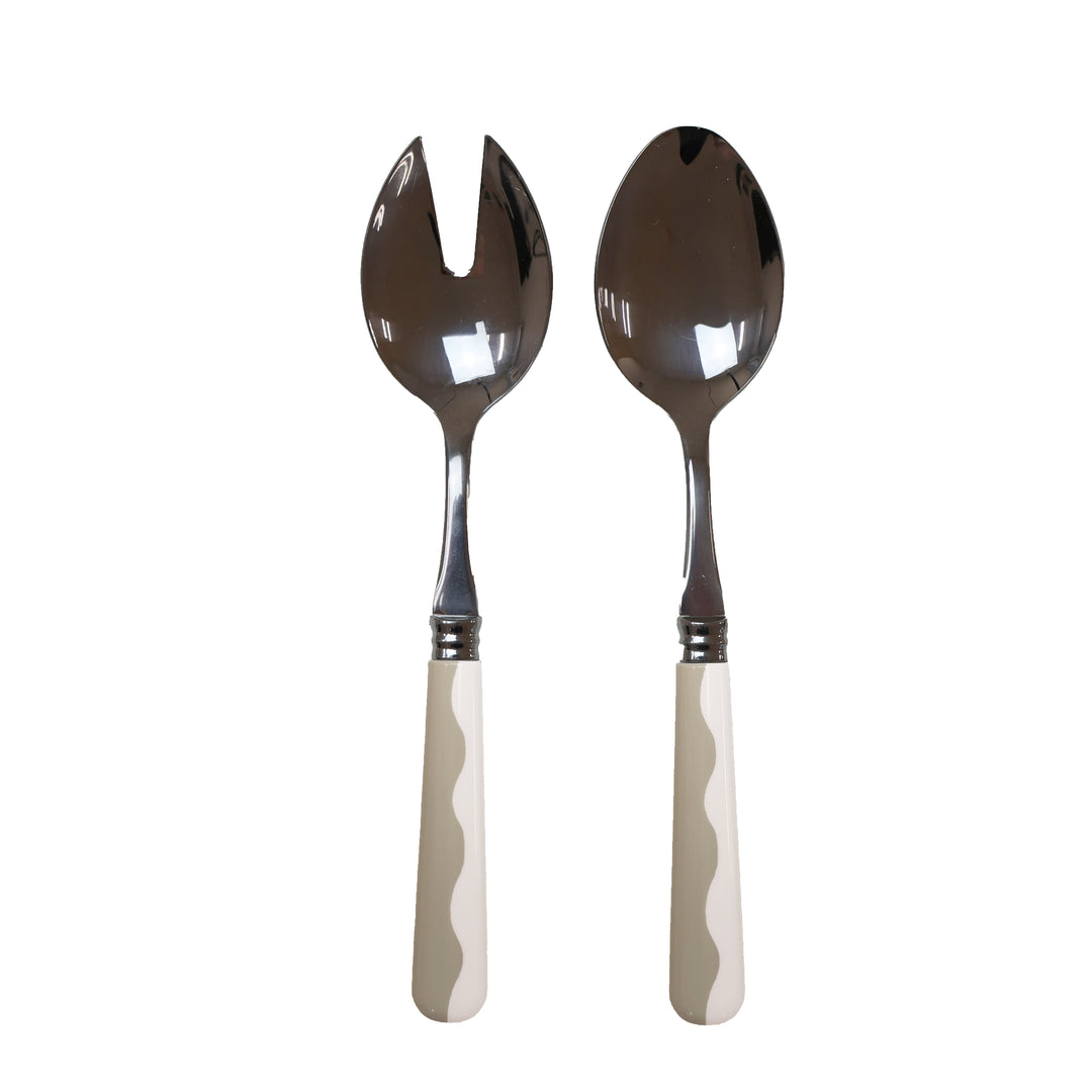 Addison Ross Wave Salad Servers - Cappuccino & White (2‑Piece Set)