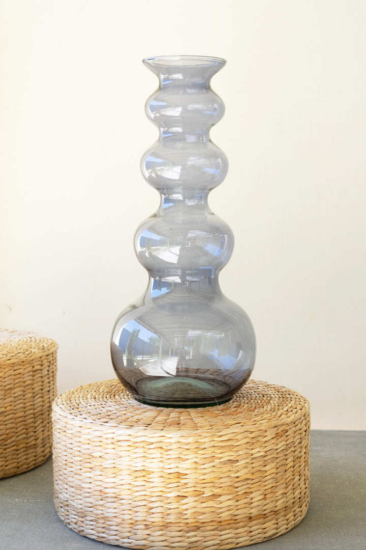 Large Glass Bubble Vase / Blue