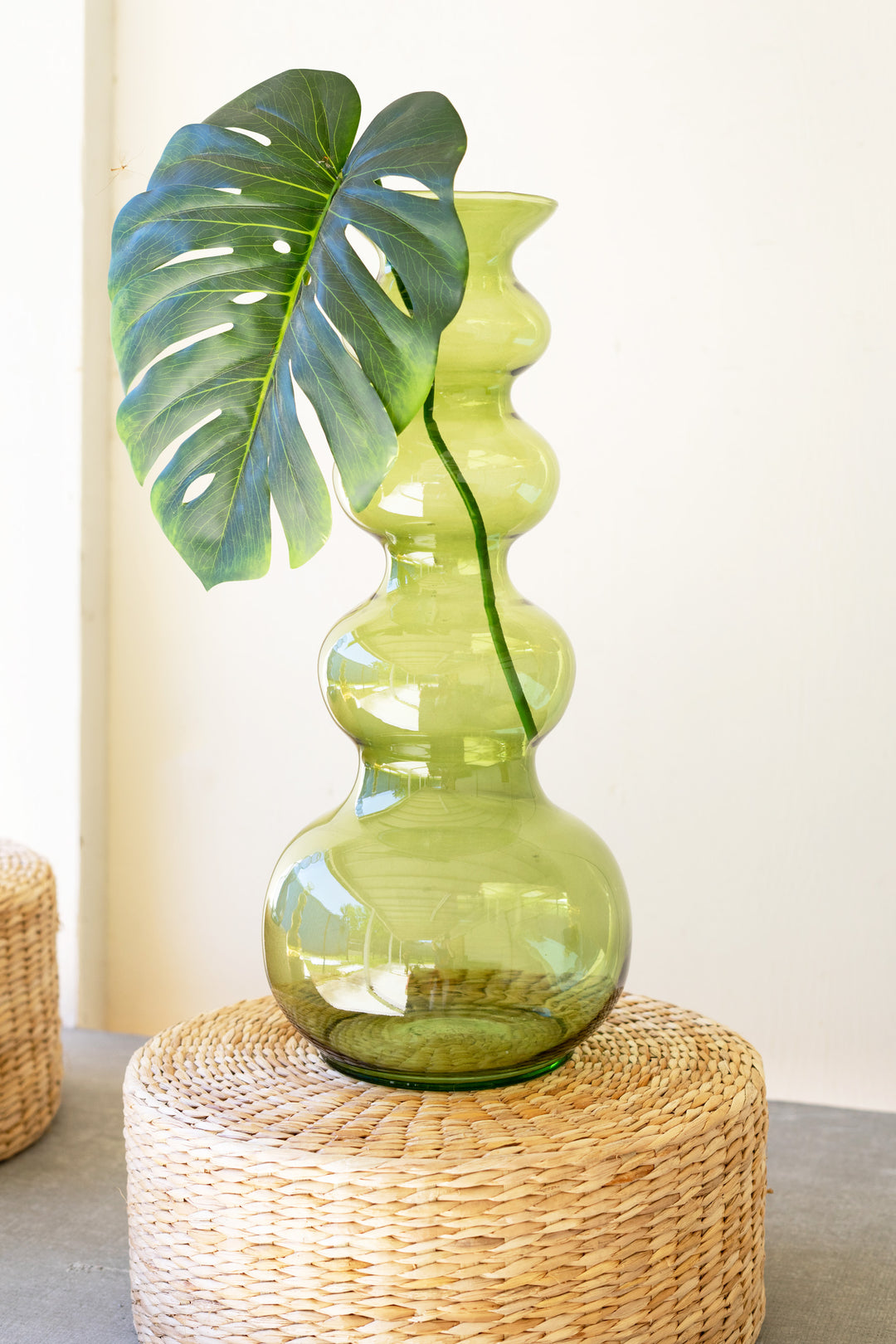 Kalalou Large Glass Bubble Vase Green