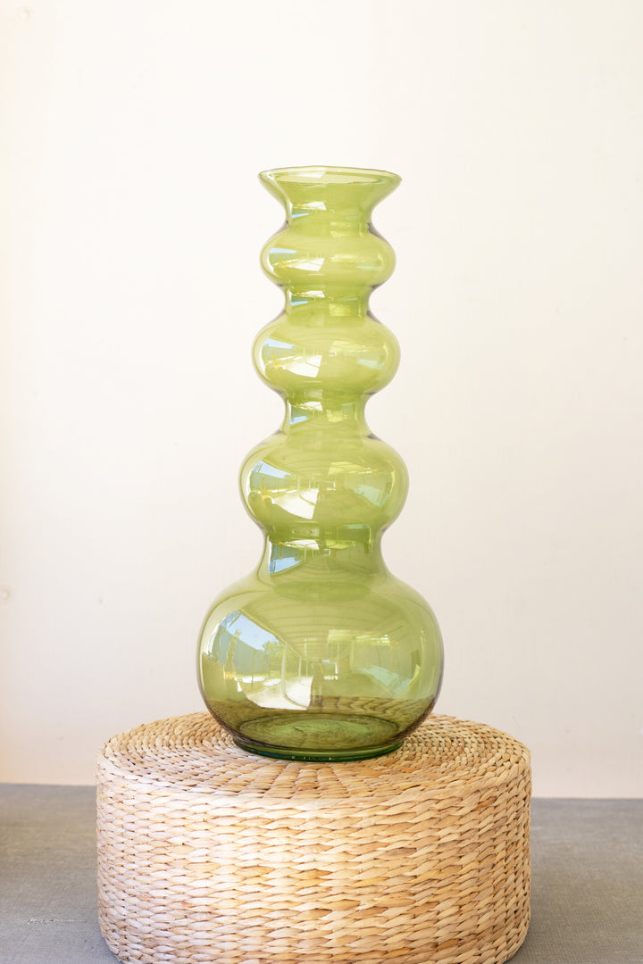 Large Glass Bubble Vase / Green