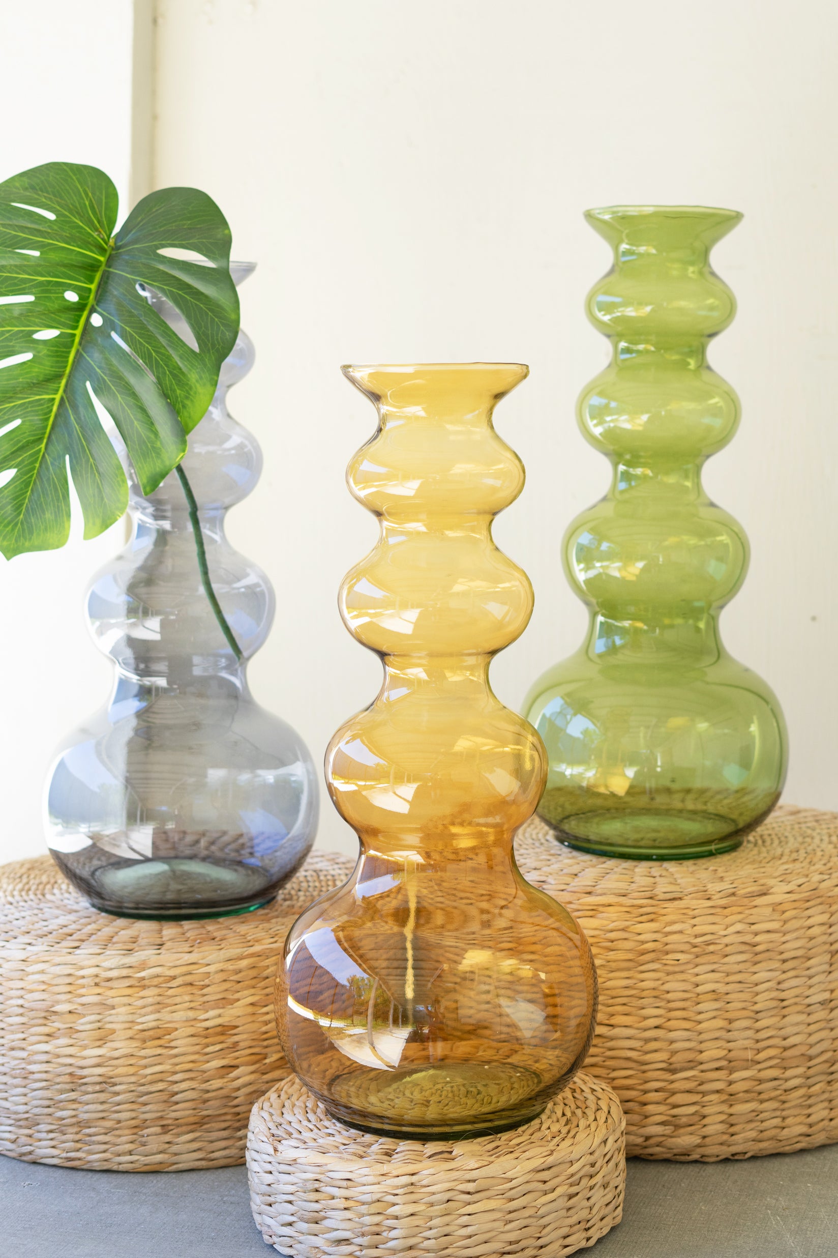 Large Glass Bubble Vase / Green - Thumbnail 4