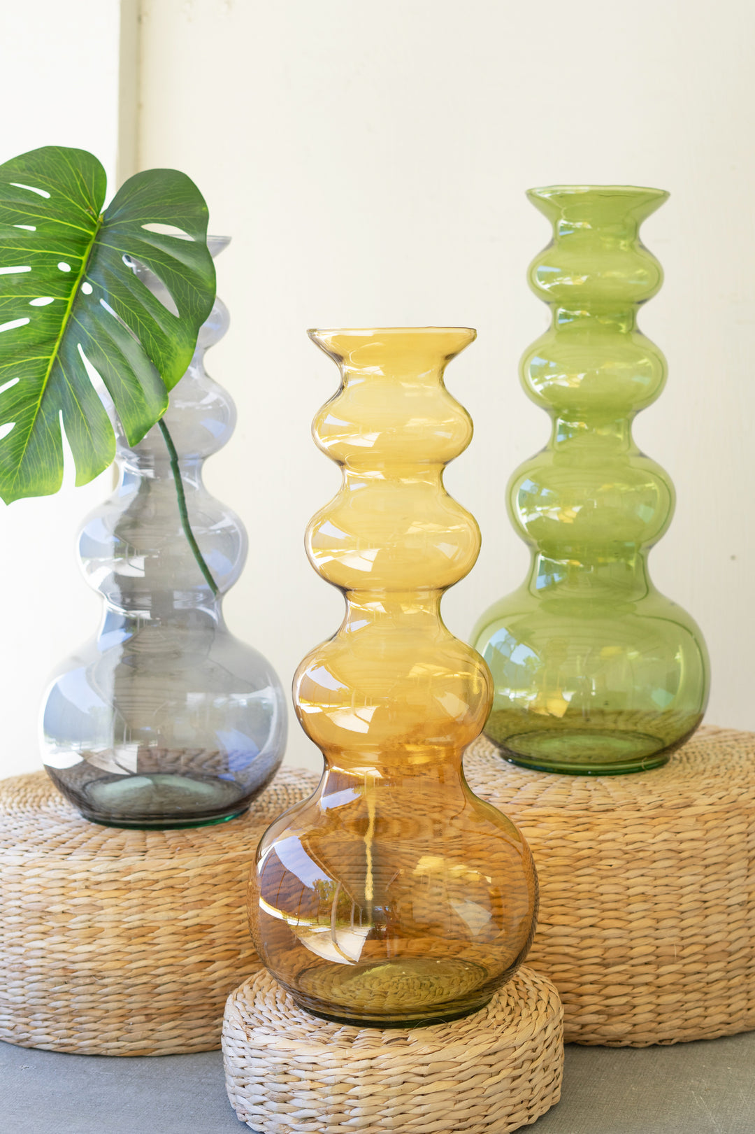 Large Glass Bubble Vase / Green