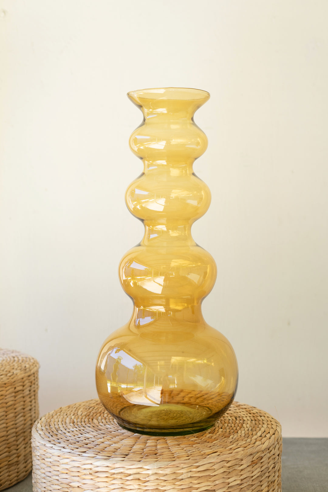 Large Glass Bubble Vase / Amber