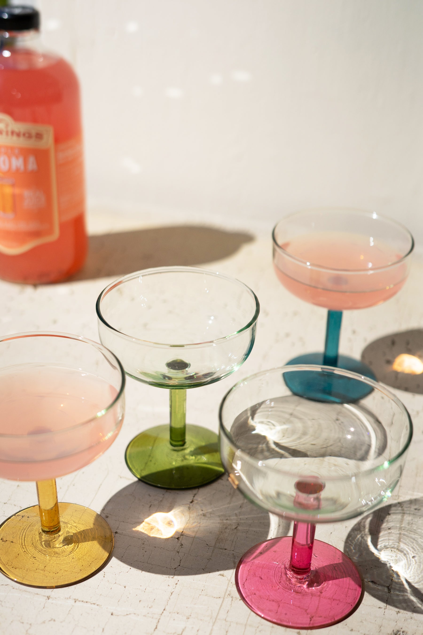 Set of 4 Coupe Glasses with Colored Stems - Thumbnail 2