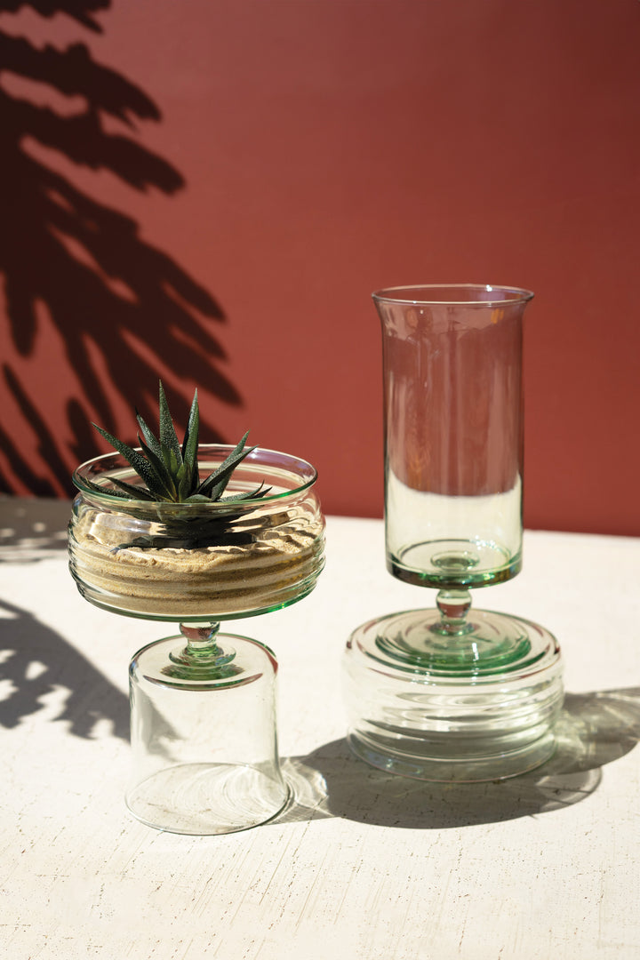 Set of 2 Glass Compotes