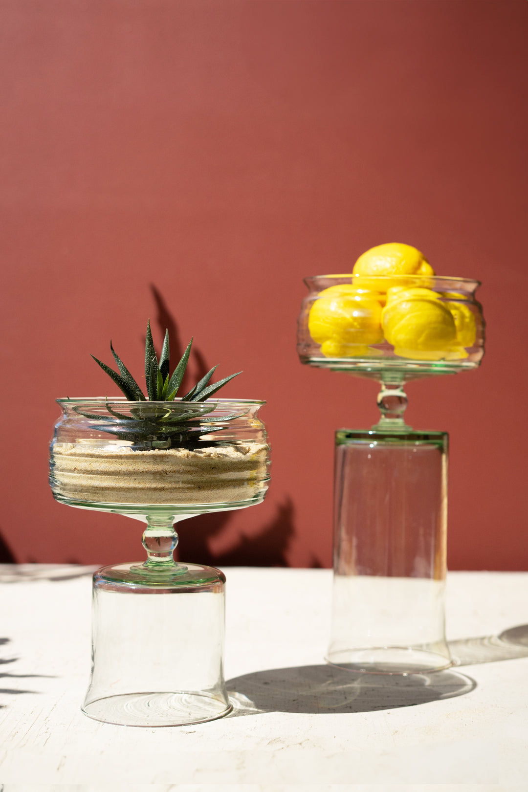 Set of 2 Glass Compotes