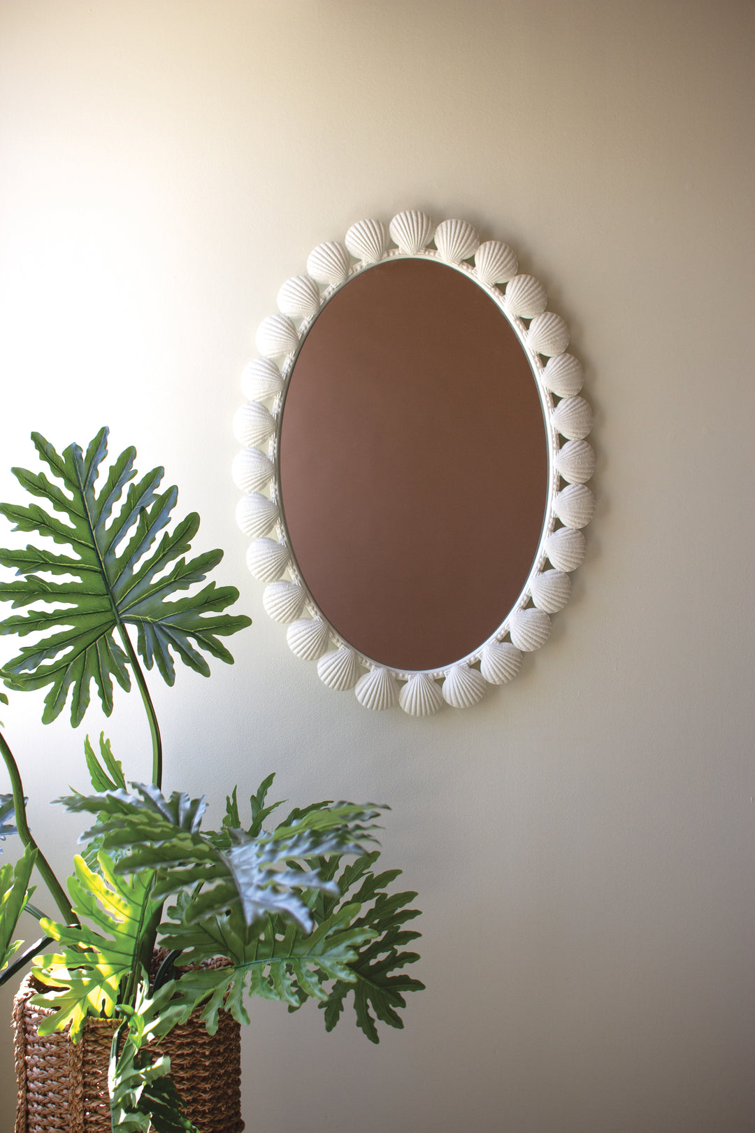 Metal Shell Framed Oval Mirror