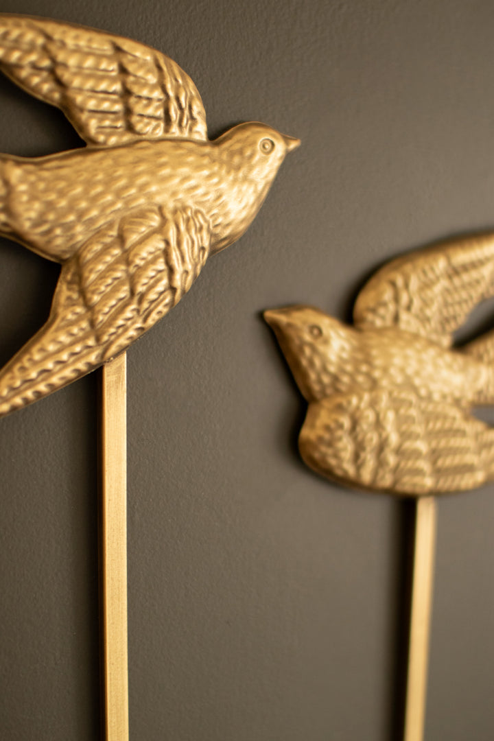 Antique Gold Sparrow Candle Wall Sconces Set/2