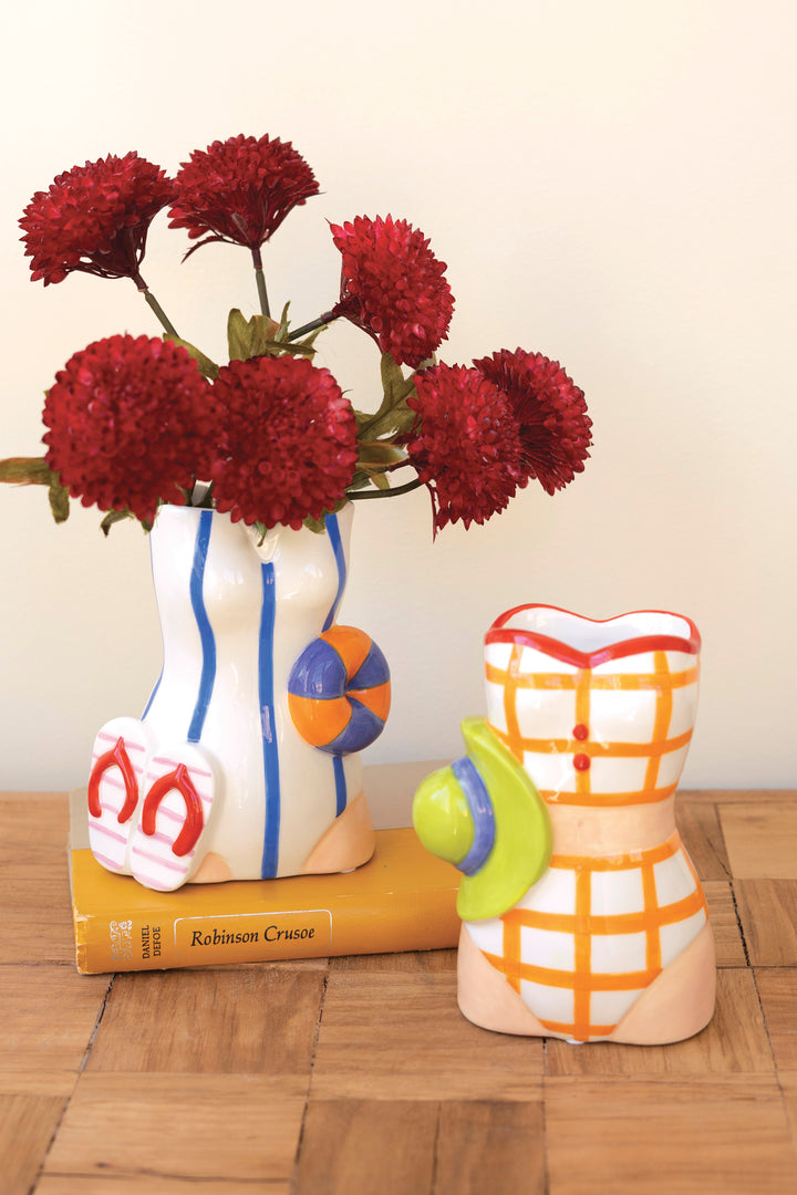 Set of 2 Ceramic Swimsuit Vases