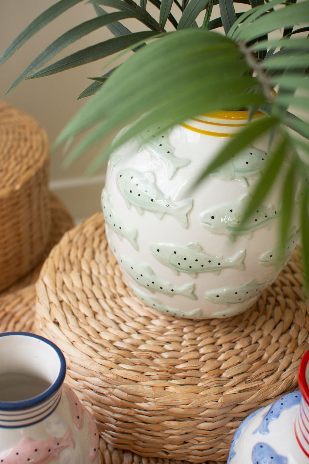 Set of 3 Ceramic Fish Vases
