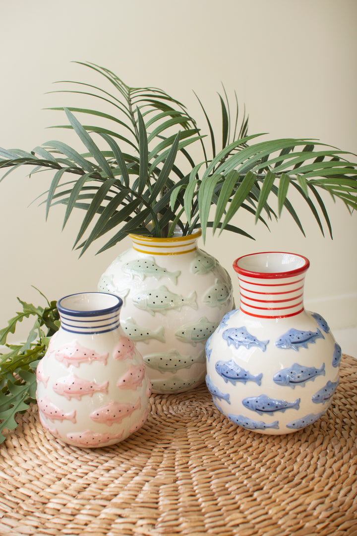 Set of 3 Ceramic Fish Vases