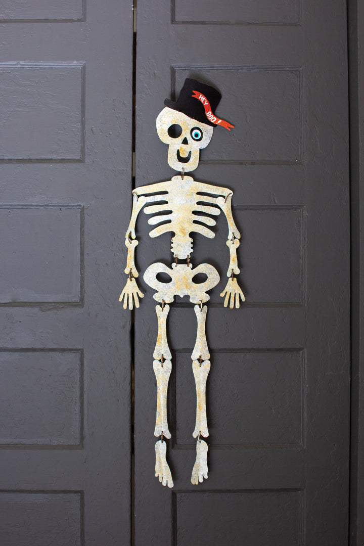 Painted Metal Skeleton Door Art