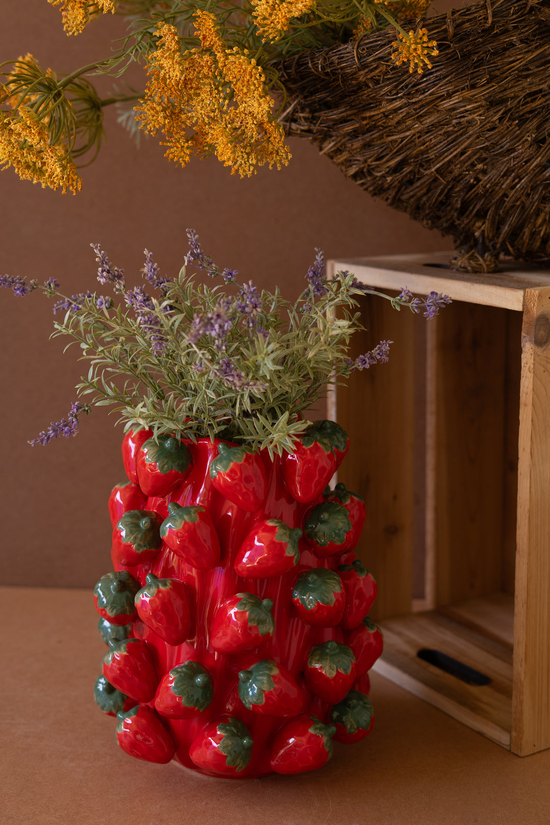 Ceramic Strawberries Vase