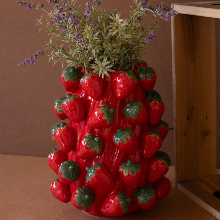 Ceramic Strawberries Vase
