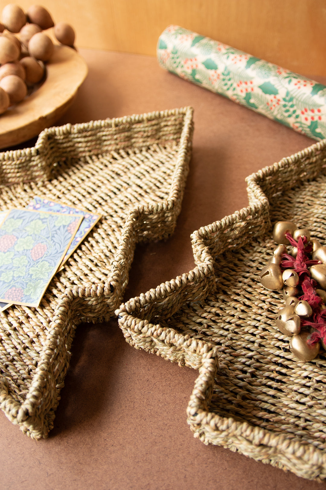 Set of 2 Woven Vine Christmas Tree Baskets
