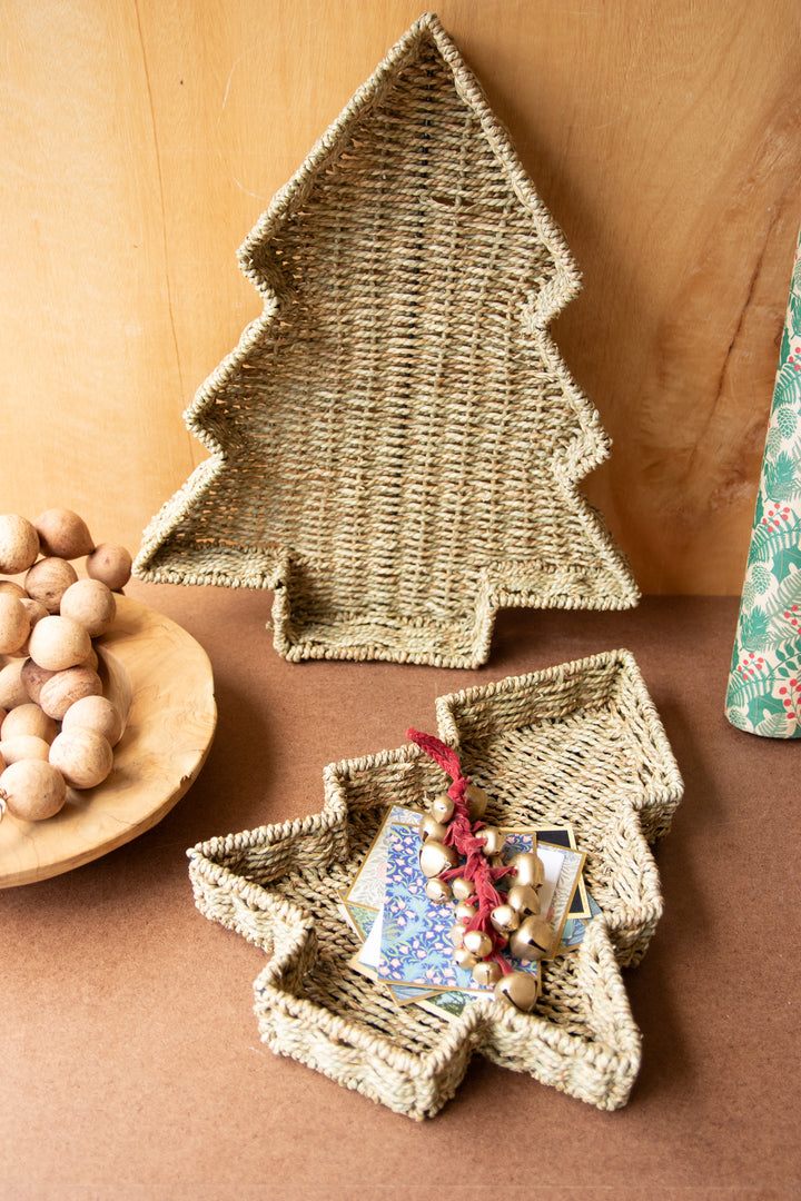 Set of 2 Woven Vine Christmas Tree Baskets