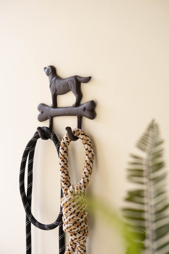 Cast Iron Dog with Bone Wall Hook (Set of Four)