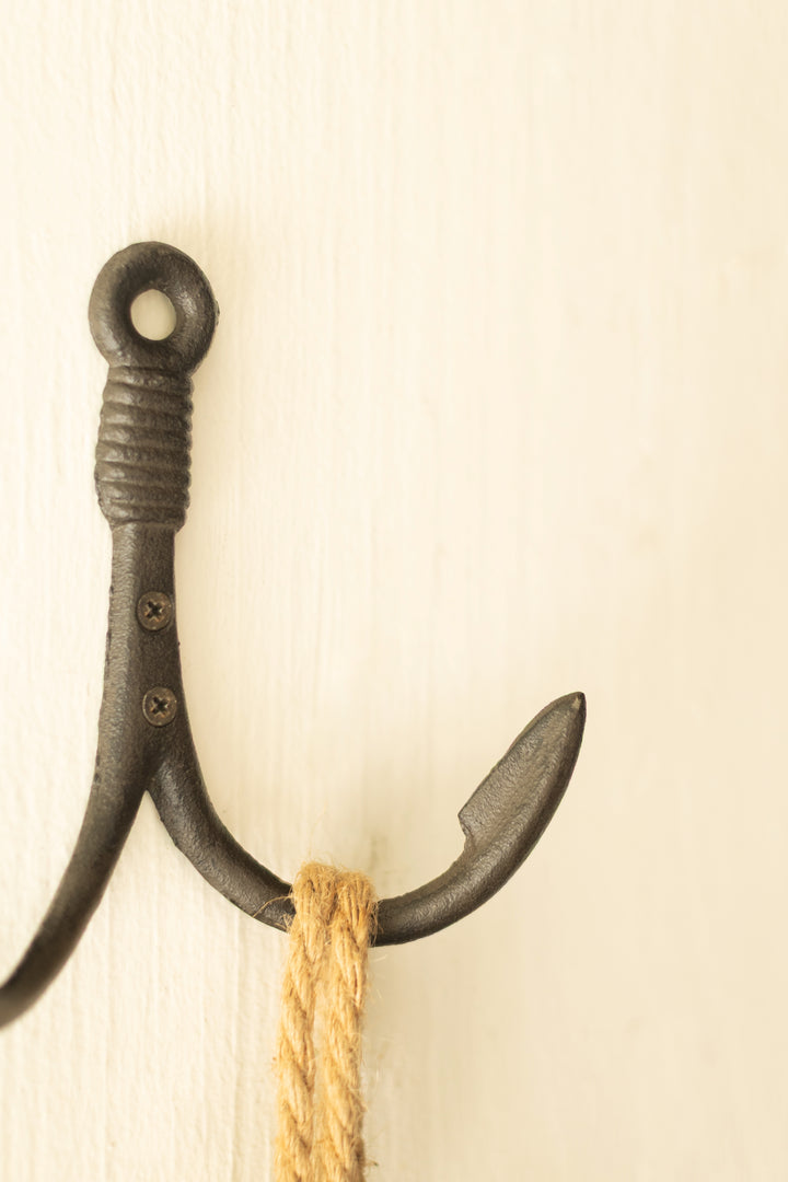 Cast Iron Fishing Hook Hanger Set of 6
