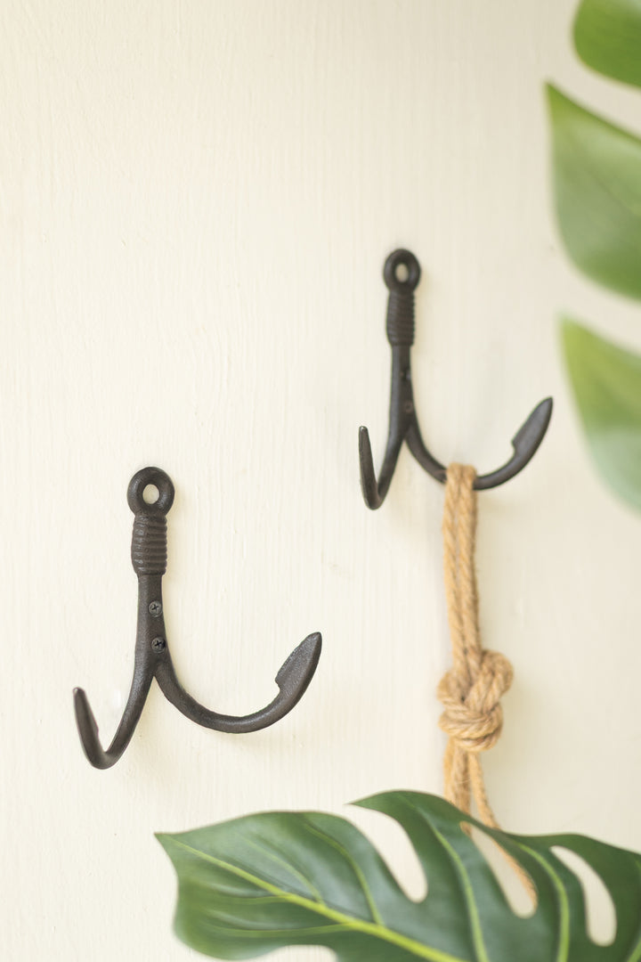 Cast Iron Fishing Hook Hanger Set of 6