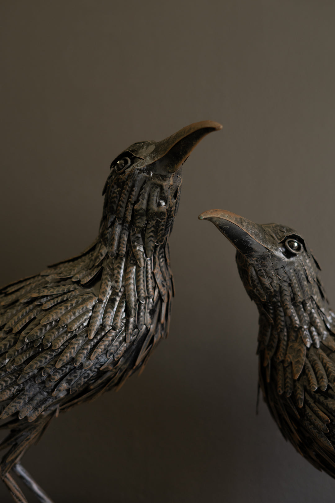 Set of 2 Black Metal Halloween Crows