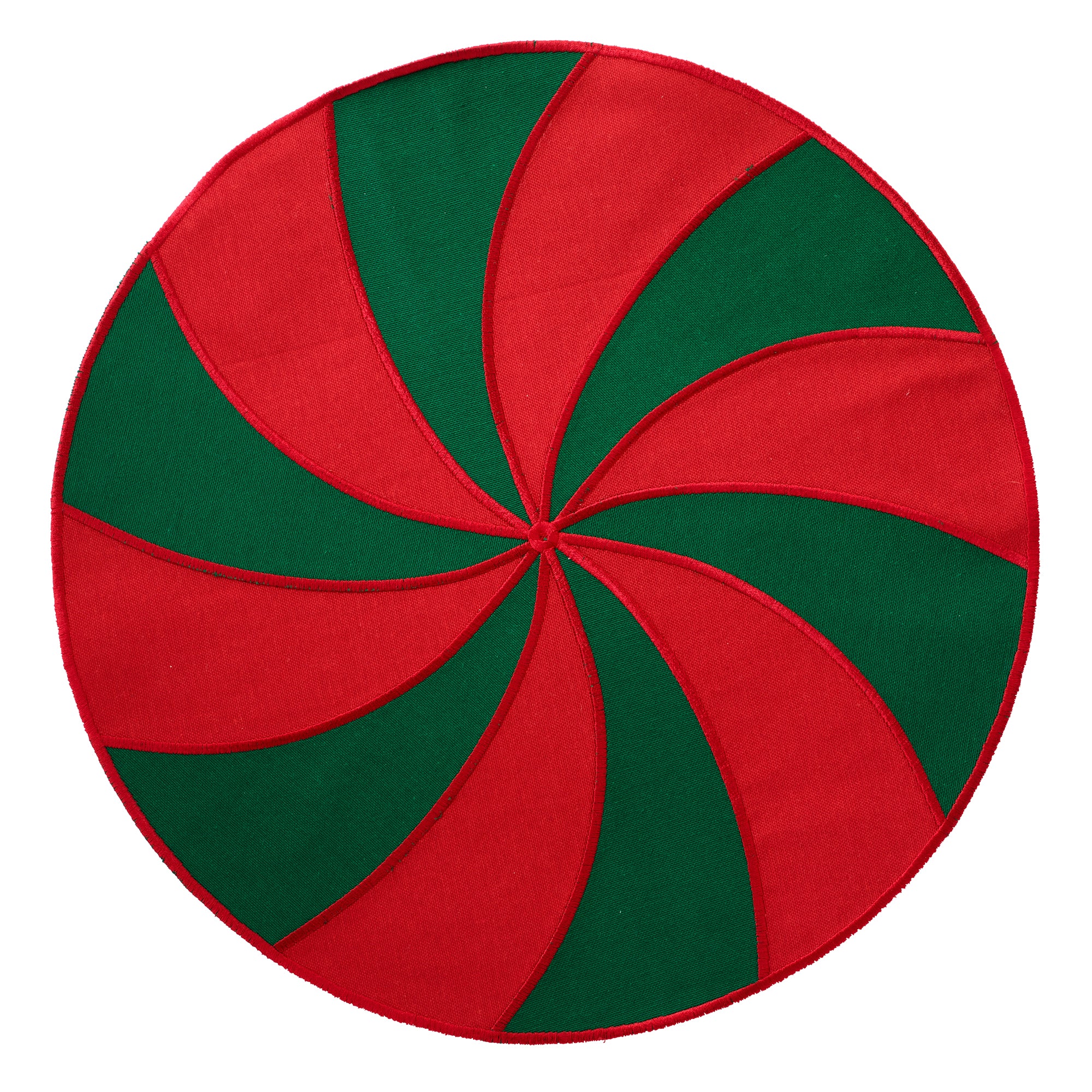 Candy Cane Embroidered Holiday Round Placemats