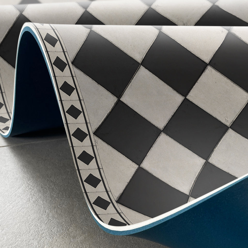 Adama Vinyl Cushioned Comfort Floor Mat (Domino 1_Black)