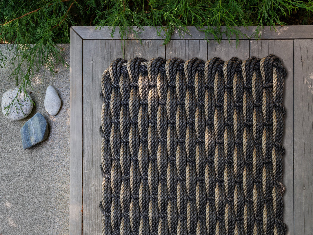 The Rope Co. Collection Handwoven Doormat (Charcoal + Charcoal + Mushroom)