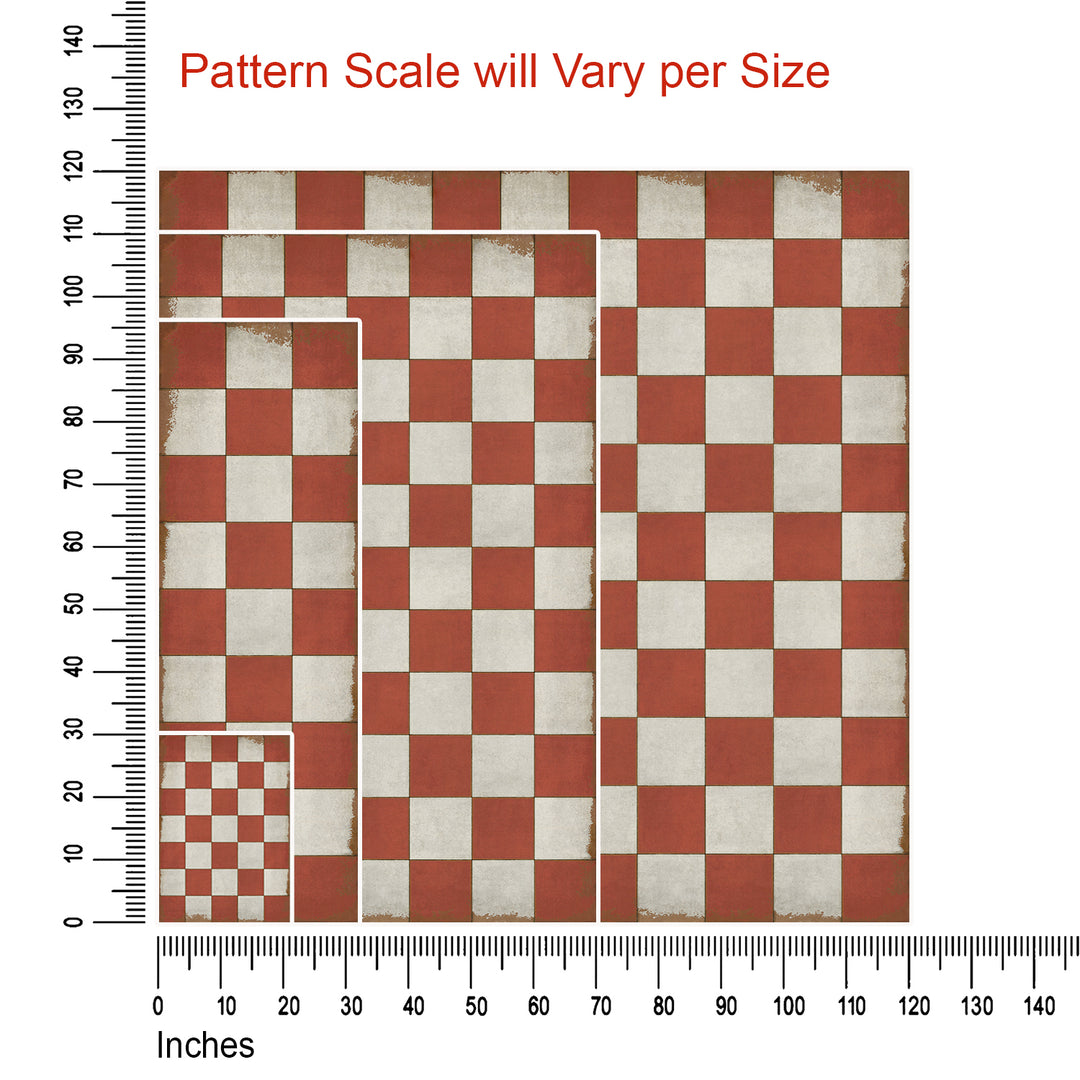 Vintage Vinyl Floorcloth Rug (Pattern 07 Checked Out - Distressed)