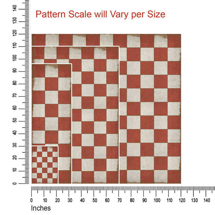 Vintage Vinyl Floorcloth Rug (Pattern 07 Checked Out - Distressed)