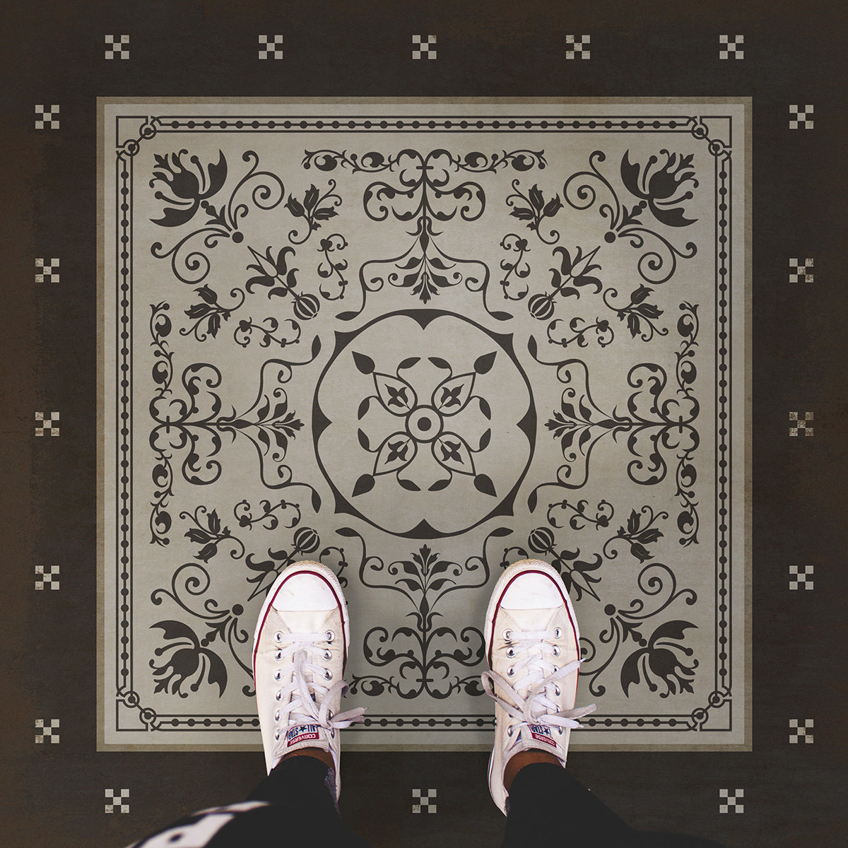 Floor Rug Pattern Vintage Vinyl Floorcloth Rug (Pattern 22 Atticus) – Hudson & Vine