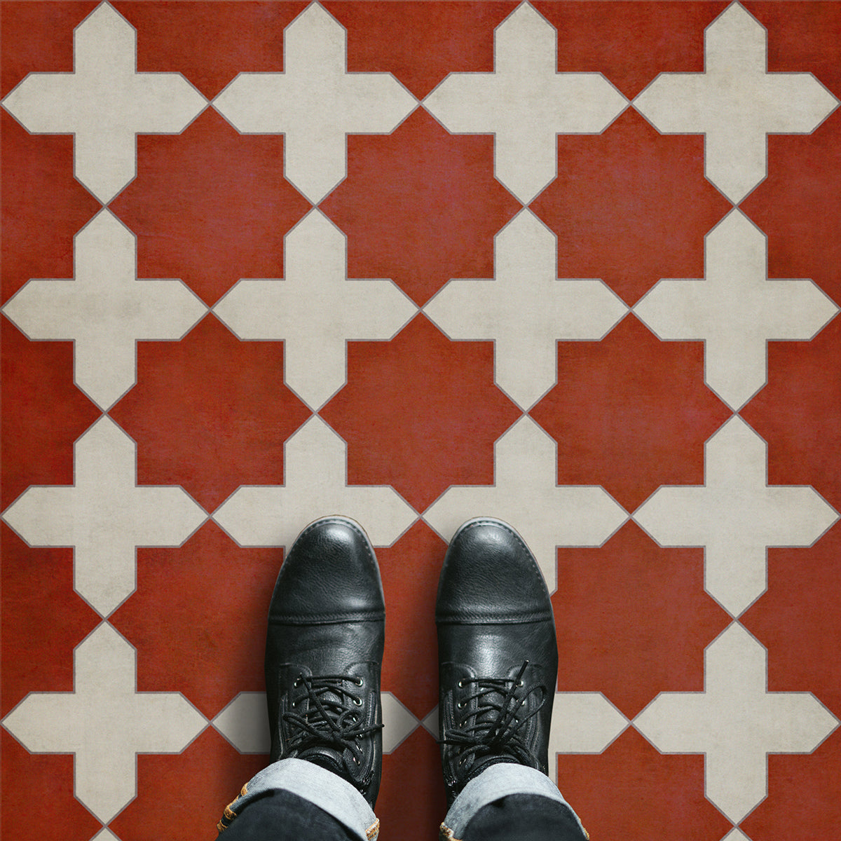 Vintage Vinyl Floorcloth Rug (Pattern 23 Red Like Crimson) – Hudson & Vine