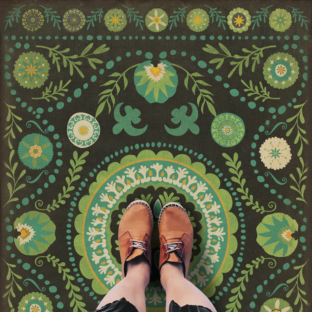 Floor Rug Pattern Vintage Vinyl Floorcloth Rug (Pattern 38 A Hedge Between Keeps ...