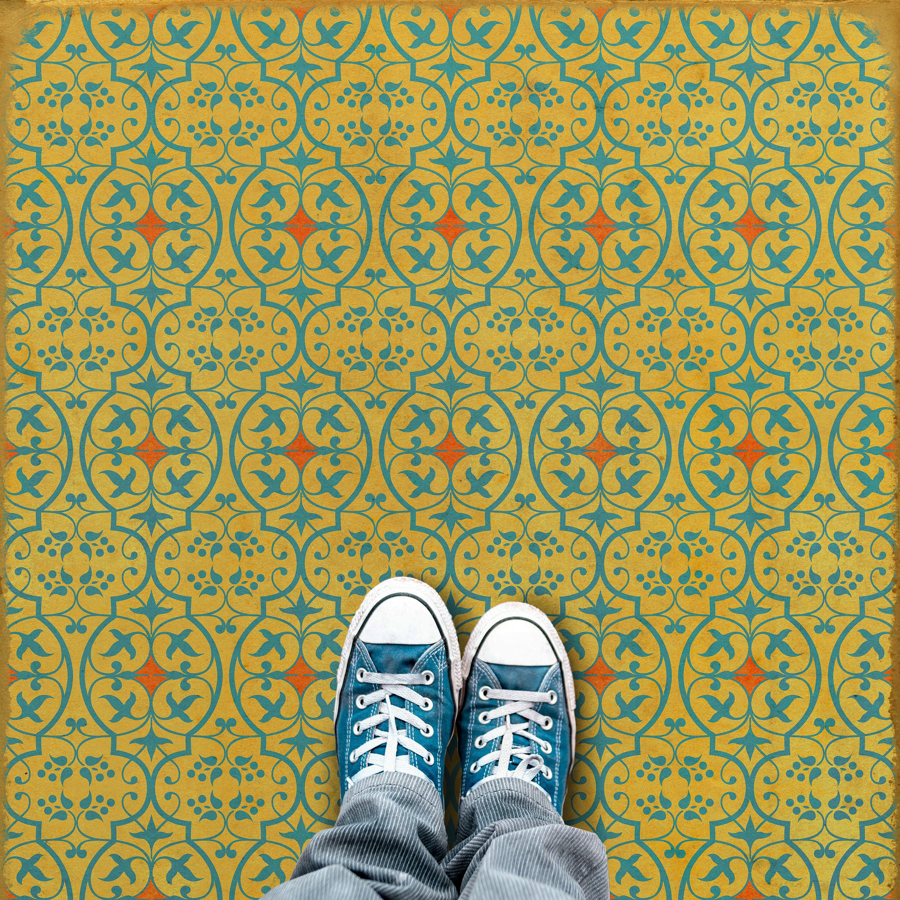 Vintage Vinyl Floorcloth Rug (Pattern 51 a Little Madness in the Sprin ...