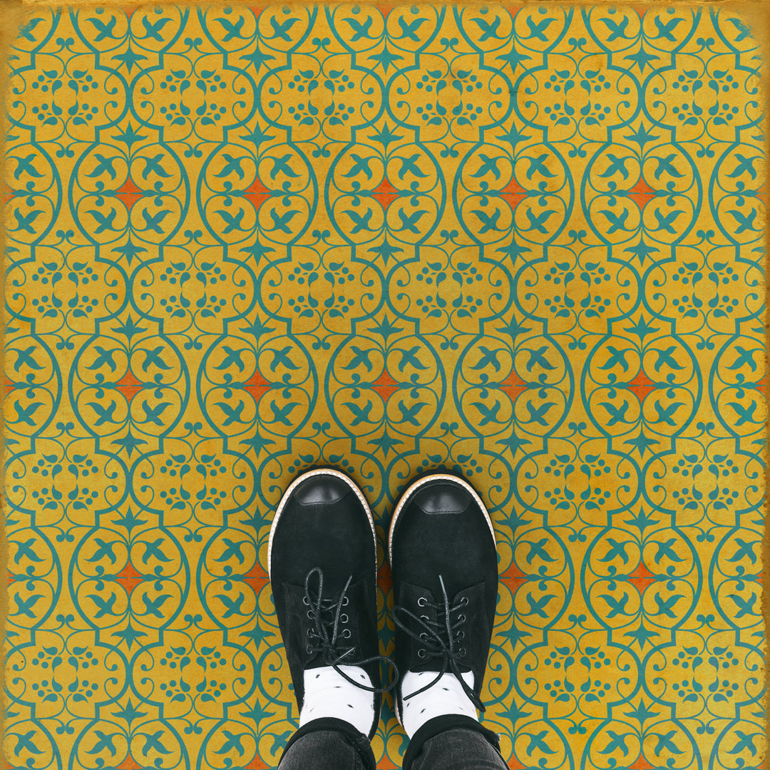 Vintage Vinyl Floorcloth Rug (Pattern 51 a Little Madness in the Spring)