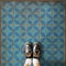 Vintage Vinyl Floorcloth Rug (Pattern 54 Blue Moon)