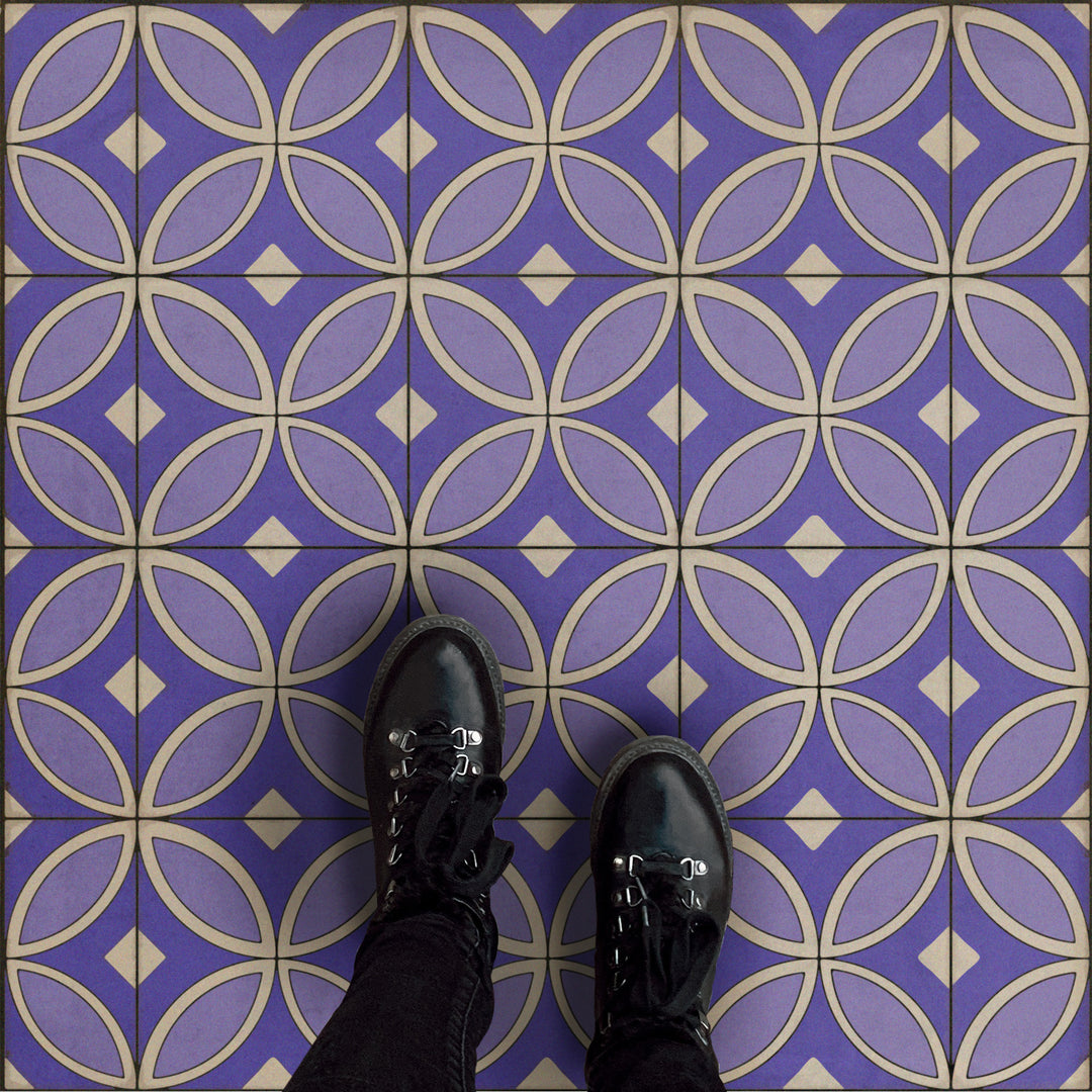 Vintage Vinyl Floorcloth Rug (Pattern 70 Waltzing with Violets in Our Hair)