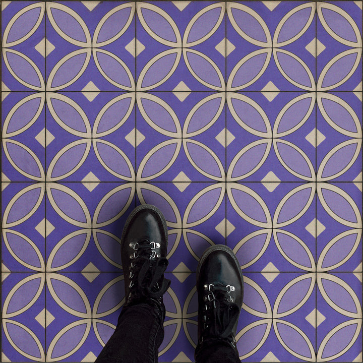 Vintage Vinyl Floorcloth Rug (Pattern 70 Waltzing with Violets in Our Hair)