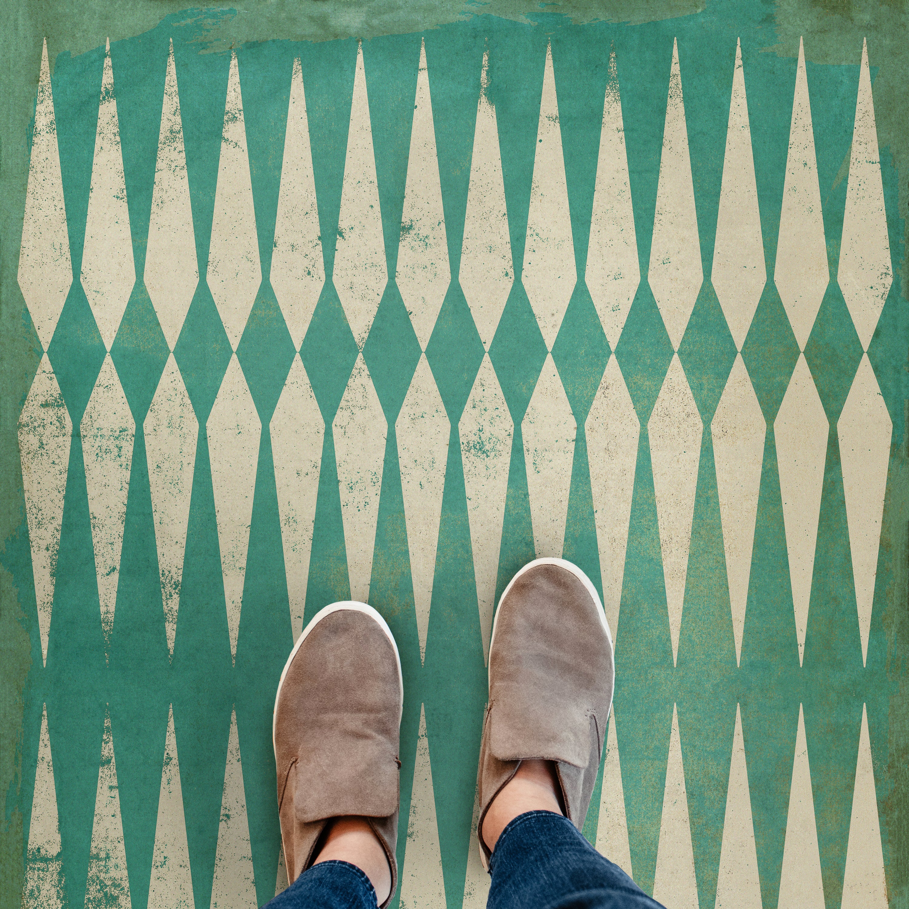 Vintage Vinyl Floorcloth Rug (Pattern 08 Crystalline) – Hudson & Vine