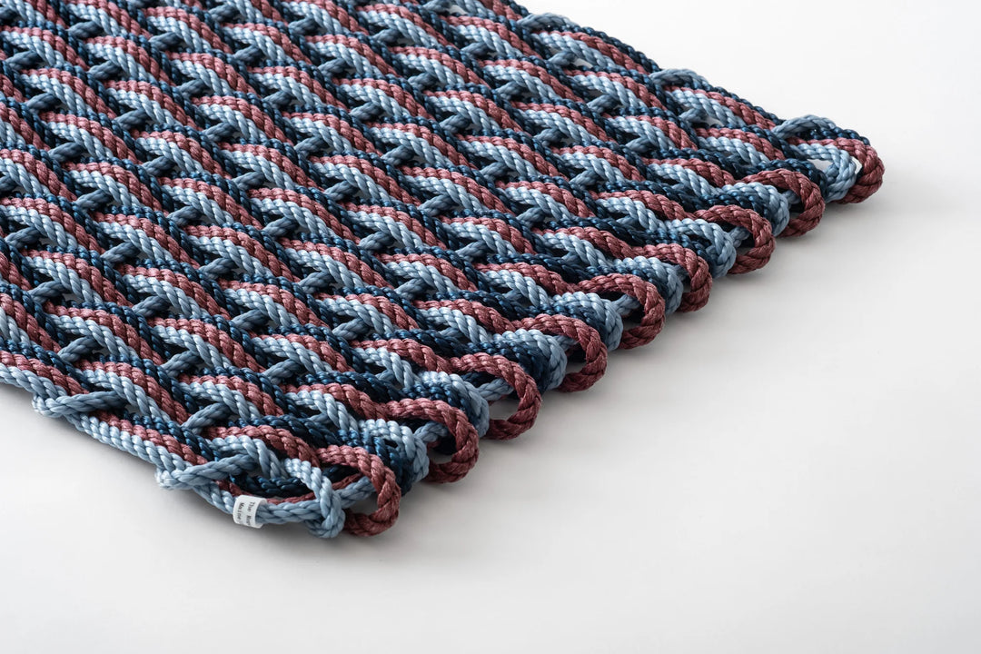 The Rope Co. Collection Handwoven Doormat (Glacier Bay + Pomegranate + Navy)