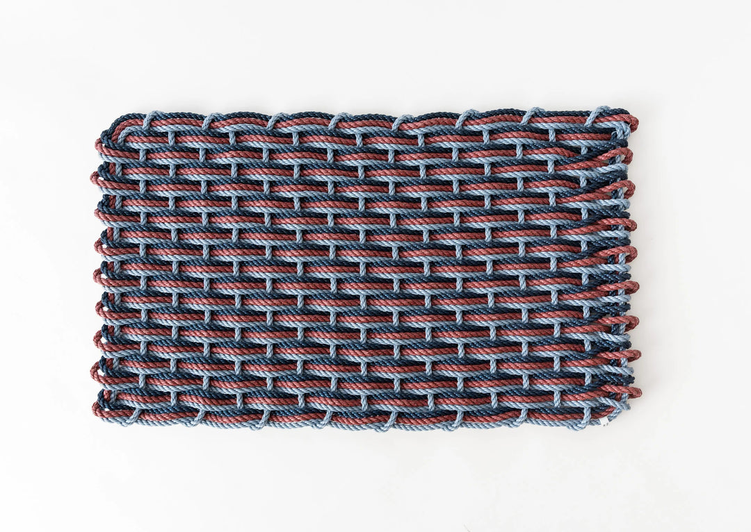 The Rope Co. Collection Handwoven Doormat (Glacier Bay + Pomegranate + Navy)